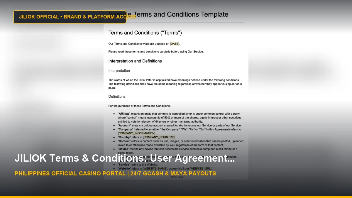 Terms & Conditions Template - TermsFeed - JILIOK Casino Philippines